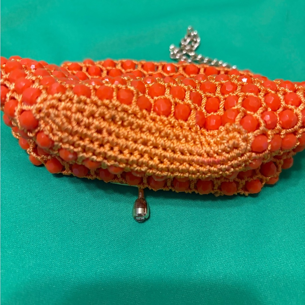 Vintage Orange Beaded Wristlet Coin Purse - Picture 3 of 5